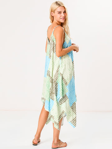 Mixed Plaid Beach Cover Up Dress